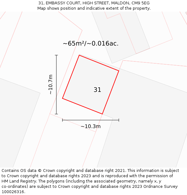 31, EMBASSY COURT, HIGH STREET, MALDON, CM9 5EG: Plot and title map