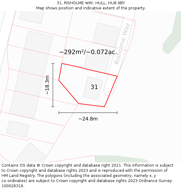 31, RISHOLME WAY, HULL, HU8 9BY: Plot and title map