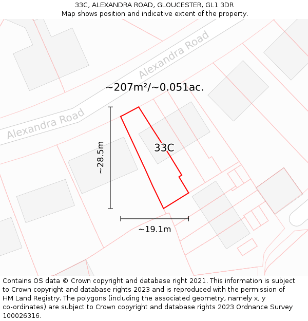33C, ALEXANDRA ROAD, GLOUCESTER, GL1 3DR: Plot and title map