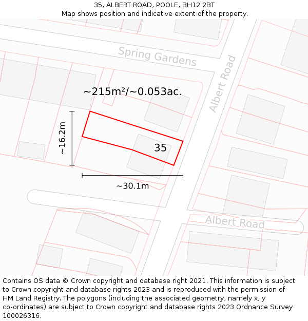 35, ALBERT ROAD, POOLE, BH12 2BT: Plot and title map