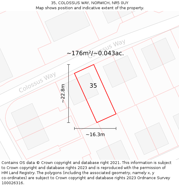35, COLOSSUS WAY, NORWICH, NR5 0UY: Plot and title map