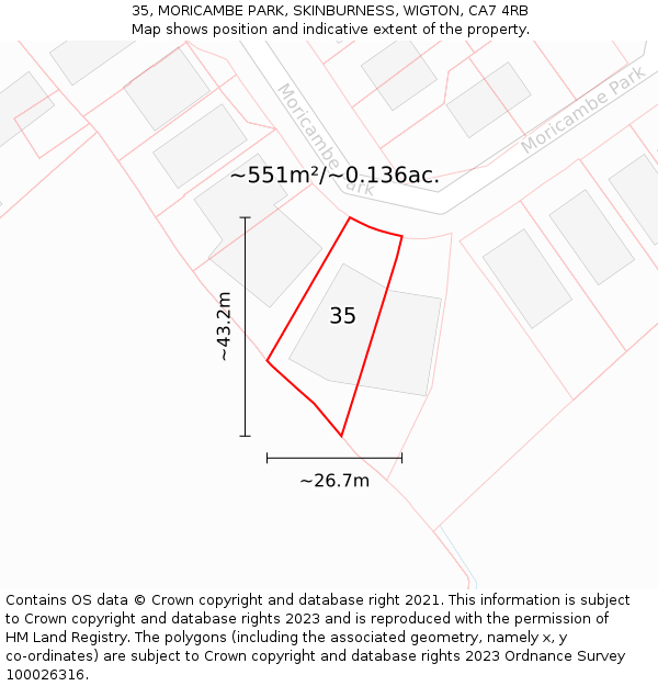 35, MORICAMBE PARK, SKINBURNESS, WIGTON, CA7 4RB: Plot and title map