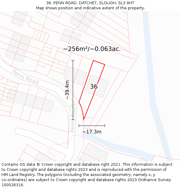 36, PENN ROAD, DATCHET, SLOUGH, SL3 9HT: Plot and title map