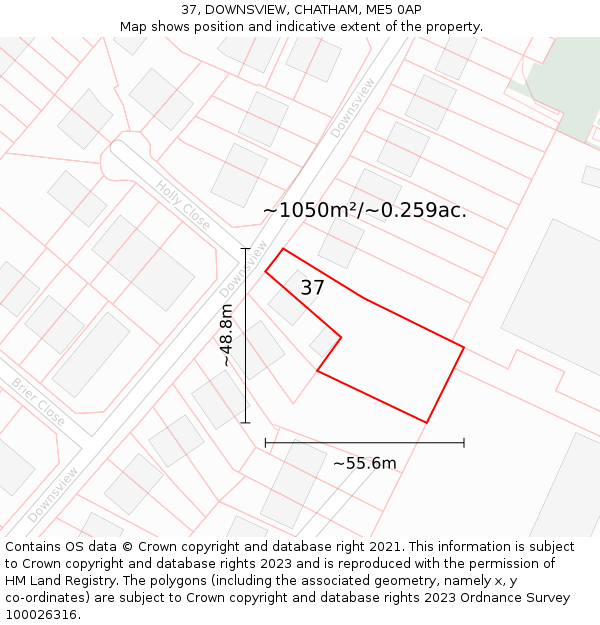 37, DOWNSVIEW, CHATHAM, ME5 0AP: Plot and title map