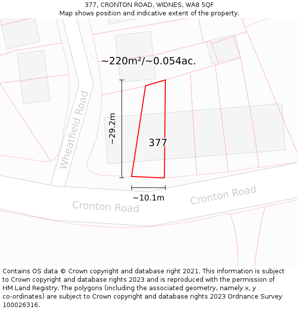 377, CRONTON ROAD, WIDNES, WA8 5QF: Plot and title map