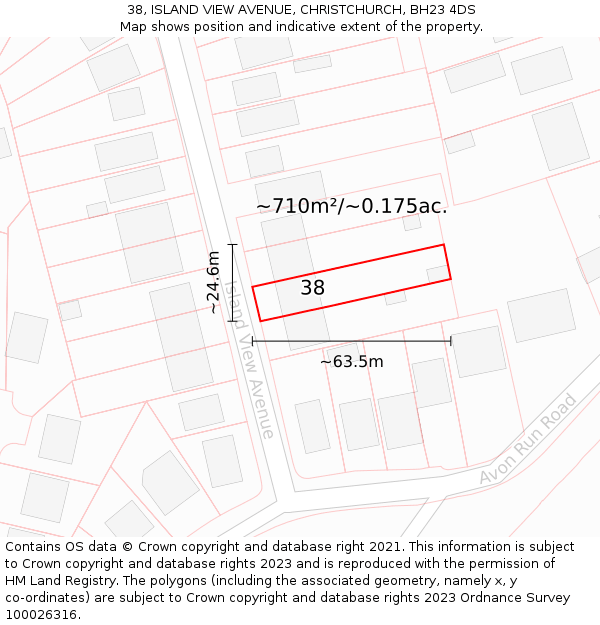 38, ISLAND VIEW AVENUE, CHRISTCHURCH, BH23 4DS: Plot and title map