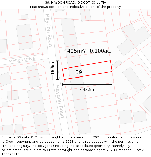 39, HAYDON ROAD, DIDCOT, OX11 7JA: Plot and title map