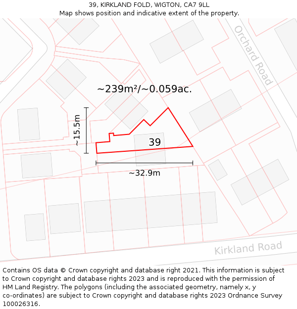 39, KIRKLAND FOLD, WIGTON, CA7 9LL: Plot and title map