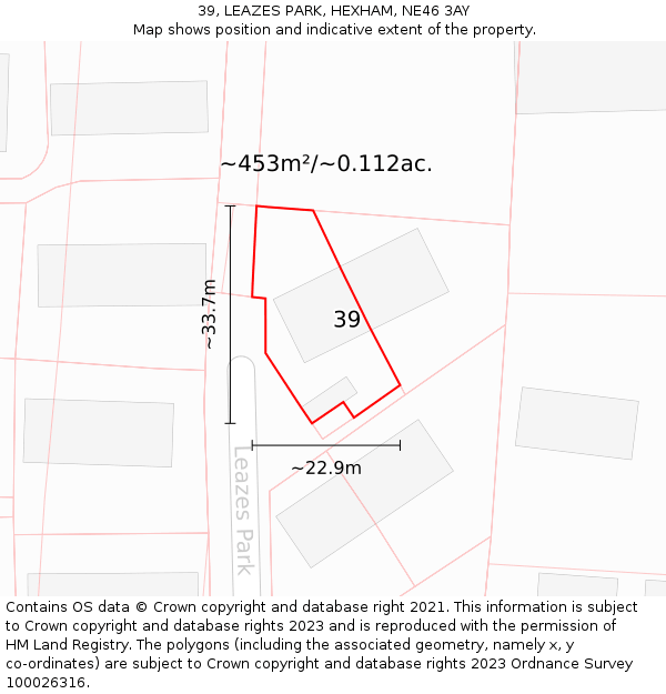 39, LEAZES PARK, HEXHAM, NE46 3AY: Plot and title map