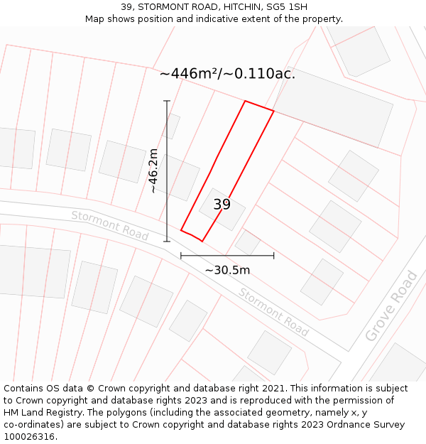 39, STORMONT ROAD, HITCHIN, SG5 1SH: Plot and title map