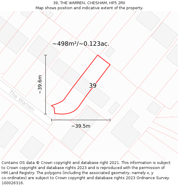 39, THE WARREN, CHESHAM, HP5 2RX: Plot and title map