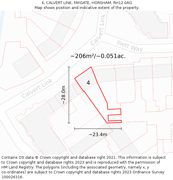 4, CALVERT LINK, FAYGATE, HORSHAM, RH12 0AG: Plot and title map