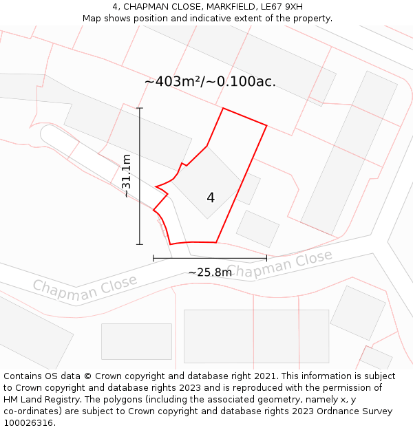 4, CHAPMAN CLOSE, MARKFIELD, LE67 9XH: Plot and title map