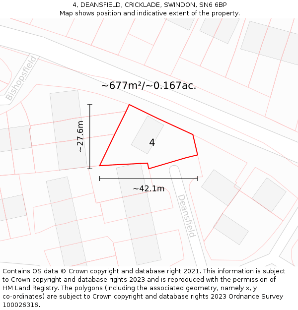 4, DEANSFIELD, CRICKLADE, SWINDON, SN6 6BP: Plot and title map