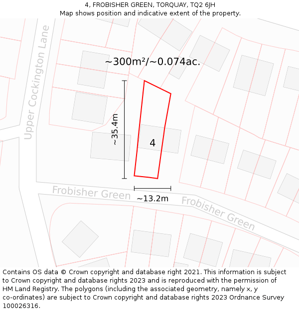 4, FROBISHER GREEN, TORQUAY, TQ2 6JH: Plot and title map