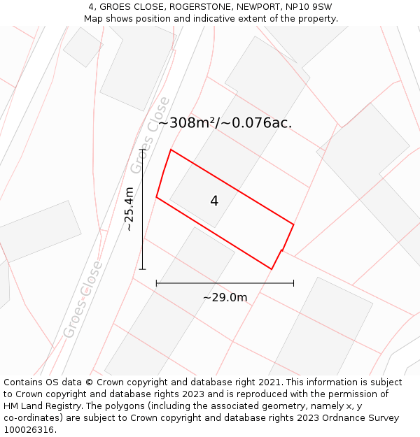 4, GROES CLOSE, ROGERSTONE, NEWPORT, NP10 9SW: Plot and title map