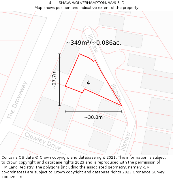 4, ILLSHAW, WOLVERHAMPTON, WV9 5LD: Plot and title map