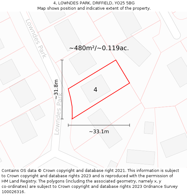 4, LOWNDES PARK, DRIFFIELD, YO25 5BG: Plot and title map