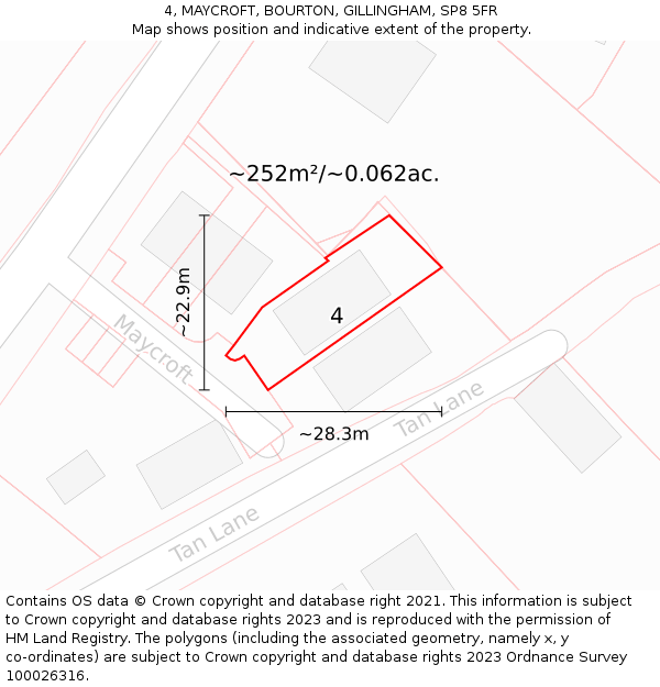 4, MAYCROFT, BOURTON, GILLINGHAM, SP8 5FR: Plot and title map