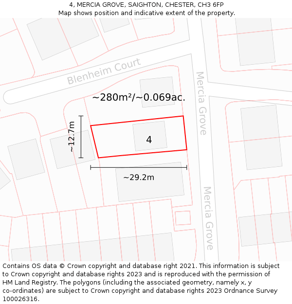 4, MERCIA GROVE, SAIGHTON, CHESTER, CH3 6FP: Plot and title map