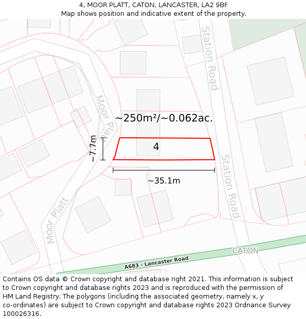 4, MOOR PLATT, CATON, LANCASTER, LA2 9BF: Plot and title map