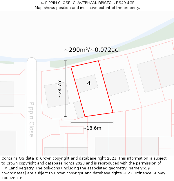 4, PIPPIN CLOSE, CLAVERHAM, BRISTOL, BS49 4GF: Plot and title map