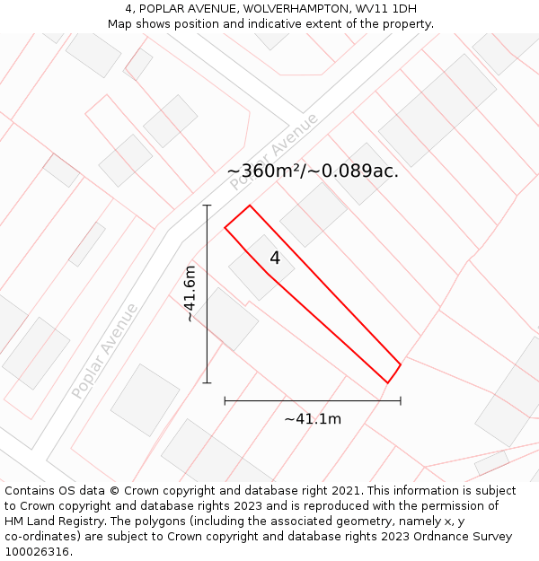 4, POPLAR AVENUE, WOLVERHAMPTON, WV11 1DH: Plot and title map