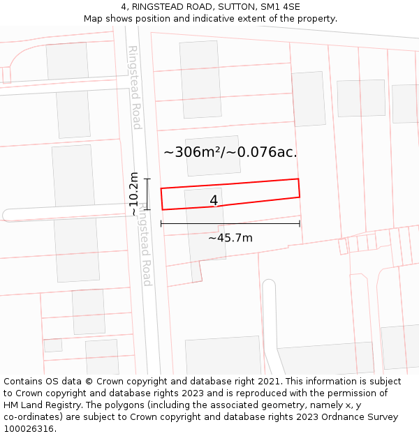 4, RINGSTEAD ROAD, SUTTON, SM1 4SE: Plot and title map