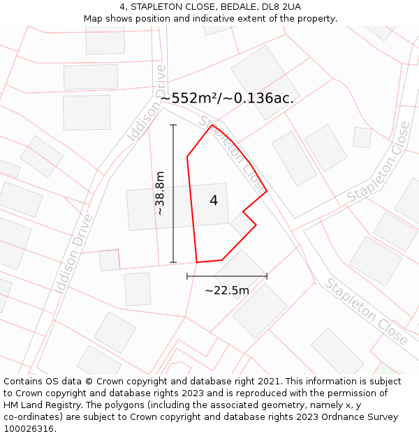 4, STAPLETON CLOSE, BEDALE, DL8 2UA: Plot and title map