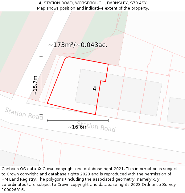 4, STATION ROAD, WORSBROUGH, BARNSLEY, S70 4SY: Plot and title map