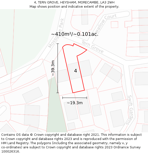 4, TERN GROVE, HEYSHAM, MORECAMBE, LA3 2WH: Plot and title map