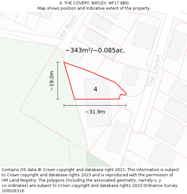 4, THE COVERT, BATLEY, WF17 8BG: Plot and title map
