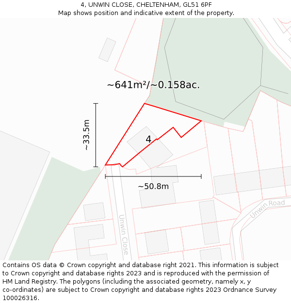 4, UNWIN CLOSE, CHELTENHAM, GL51 6PF: Plot and title map