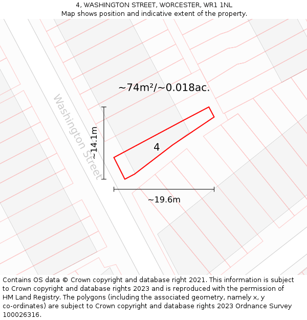 4, WASHINGTON STREET, WORCESTER, WR1 1NL: Plot and title map