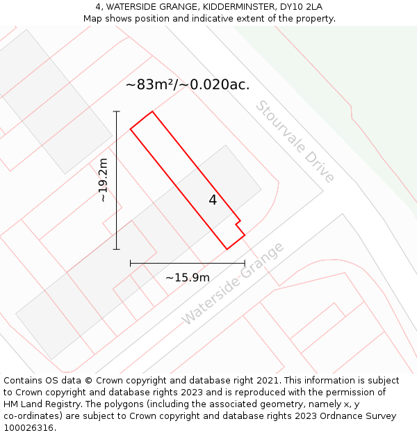 4, WATERSIDE GRANGE, KIDDERMINSTER, DY10 2LA: Plot and title map