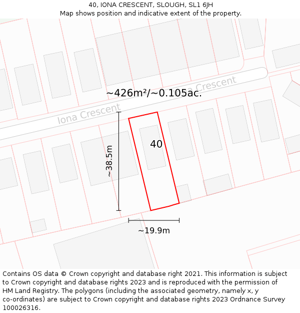 40, IONA CRESCENT, SLOUGH, SL1 6JH: Plot and title map