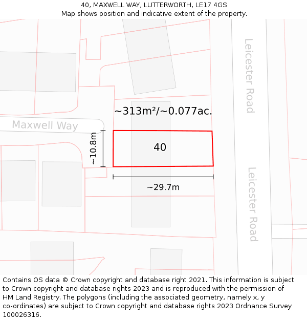 40, MAXWELL WAY, LUTTERWORTH, LE17 4GS: Plot and title map