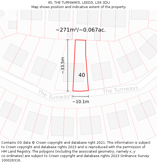40, THE TURNWAYS, LEEDS, LS6 3DU: Plot and title map