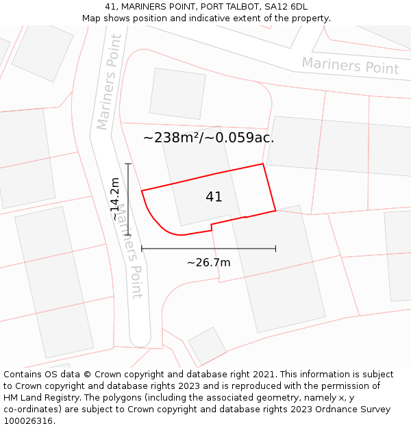 41, MARINERS POINT, PORT TALBOT, SA12 6DL: Plot and title map