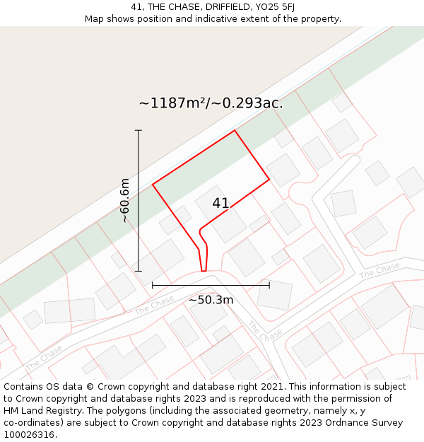 41, THE CHASE, DRIFFIELD, YO25 5FJ: Plot and title map