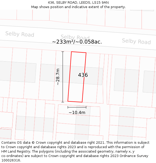 436, SELBY ROAD, LEEDS, LS15 9AN: Plot and title map