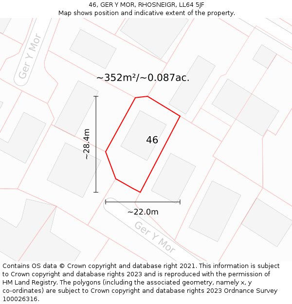 46, GER Y MOR, RHOSNEIGR, LL64 5JF: Plot and title map