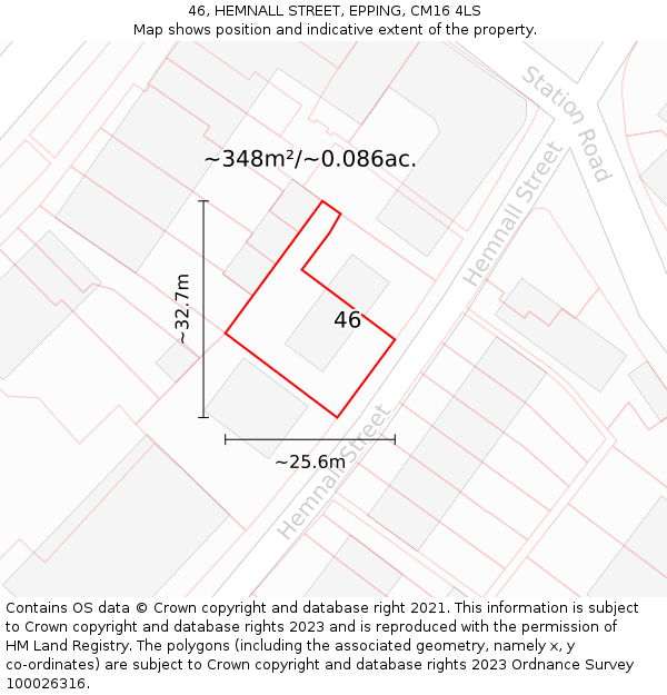 46, HEMNALL STREET, EPPING, CM16 4LS: Plot and title map