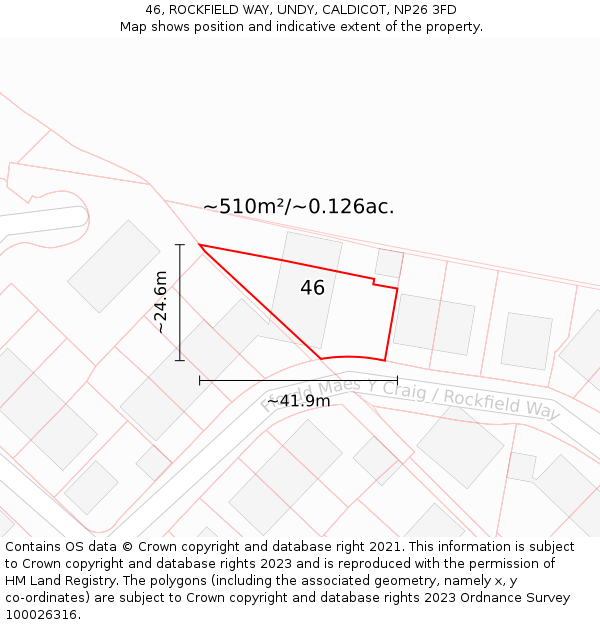 46, ROCKFIELD WAY, UNDY, CALDICOT, NP26 3FD: Plot and title map