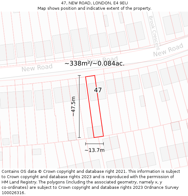 47, NEW ROAD, LONDON, E4 9EU: Plot and title map