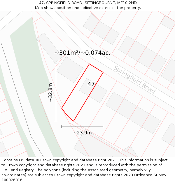 47, SPRINGFIELD ROAD, SITTINGBOURNE, ME10 2ND: Plot and title map