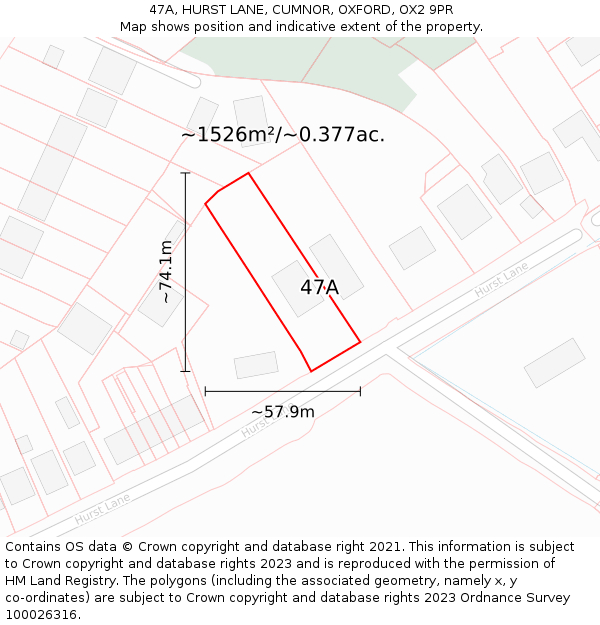 47A, HURST LANE, CUMNOR, OXFORD, OX2 9PR: Plot and title map