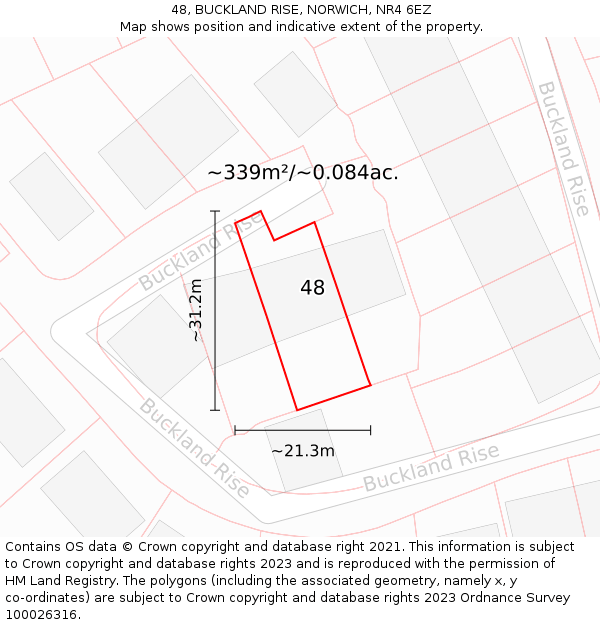 48, BUCKLAND RISE, NORWICH, NR4 6EZ: Plot and title map
