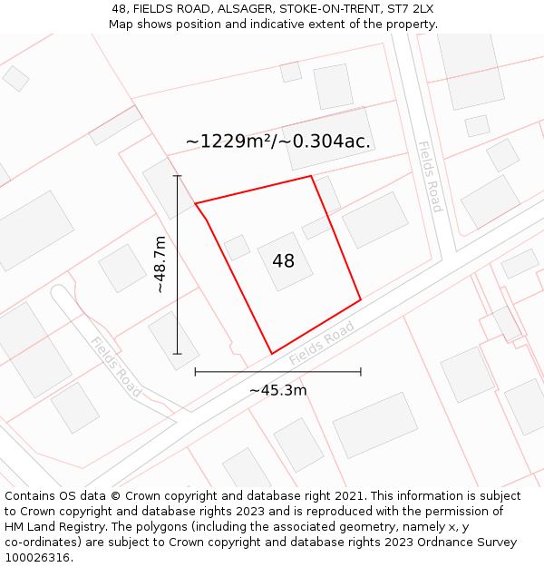 48, FIELDS ROAD, ALSAGER, STOKE-ON-TRENT, ST7 2LX: Plot and title map