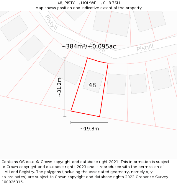 48, PISTYLL, HOLYWELL, CH8 7SH: Plot and title map